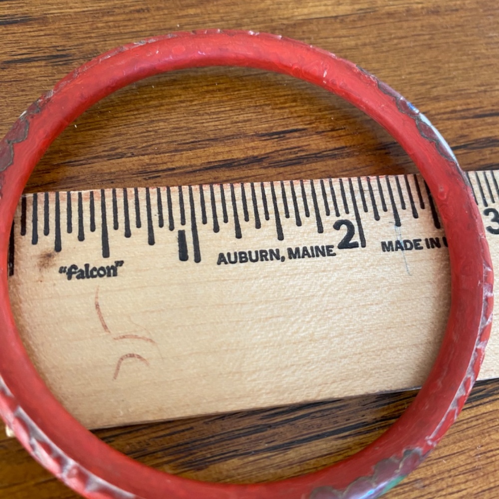 Vintage Antique Chinese Carved Cinnabar & Cloisonné Bangles Bracelets - Picture 6 of 6